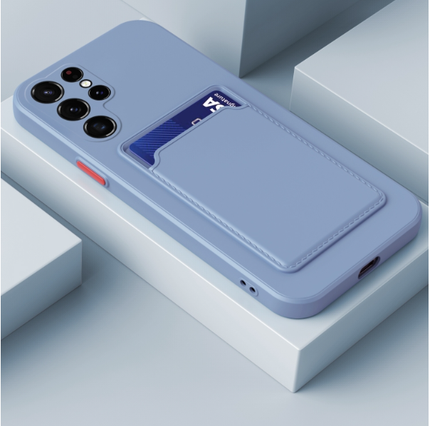 Skin Feel Card Slot TPU Contrast Colour Buttons Black Case - For Samsung Galaxy S23 Ultra - mosaccessories